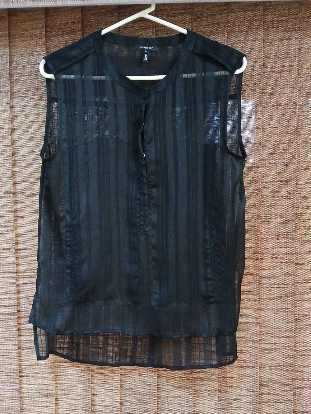 Sleeveless Black Sheer Stripe Camisole Top